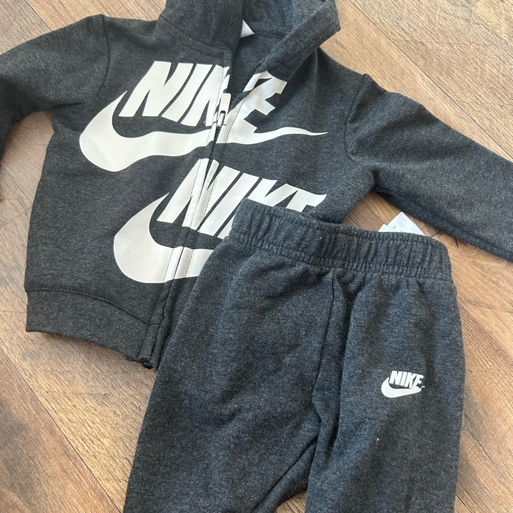 Nike Charcoal and White Hoodie